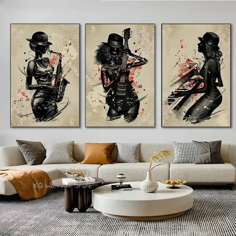 

Modern Cartoon Air Portrait Music Player Wall Art Canvas Painting And Prints HD Pictures For Living Home Room Decor Frameless