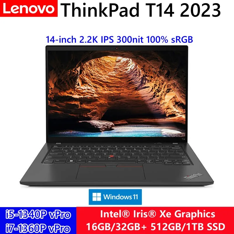 

New Lenovo ThinkPad T14 2023 Laptop intel i5-1340P vPro/i7-1360P vPro 16GB/32GB RAM 512GB/1TB SSD 14inch 2.2K Screen Notebook