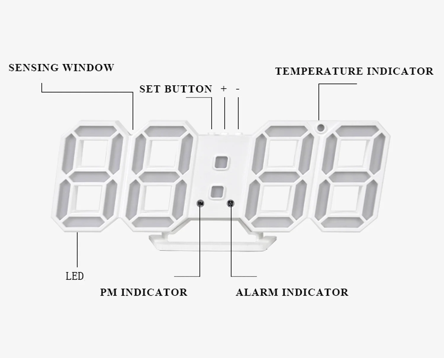 3D LED Digital Alarm Clock Three-dimensional Wall Hanging Watch Table Calendar Thermometer Electronic Furnishings