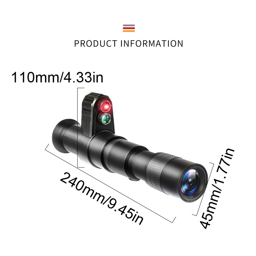 Monocular de cruce de rayos infrarrojos para caza, visor nocturno Digital  de 500M, Distancia de visión completa Negra