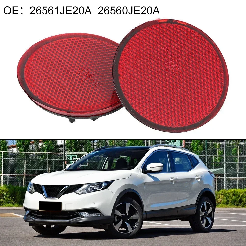 Rear Bumper Round Reflectors for Nissan QASHQAI 2007-2015 Red Color ABS Material OE Compatible 26561JE20A 26560JE20A