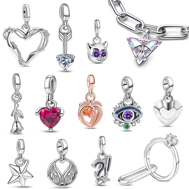 

New 925 Sterling Silver DIY Me Beads Star Romance Rose Butterfly Mini Charm Fit Original Pandora Charm Bracelet Jewelry Making