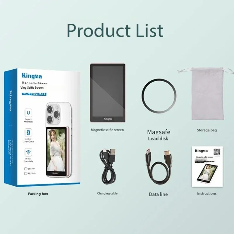 Kingma PH02 Max Display Screen Photo Selfie Stick Live Streaming Vlog Magnetic Selfie IPhone13 14 15 16 Pro MAX Gifts Smartphone Selfie Stick
