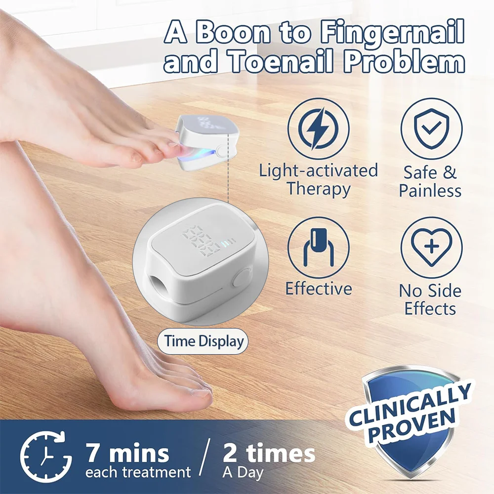 Nail Fungus Remover JUSTLANG Rechargeable Fungus Grey Nail Treatment Device Portable Onychomycosis Treatment Laser Therapy Relieve Ingrown Foot Care