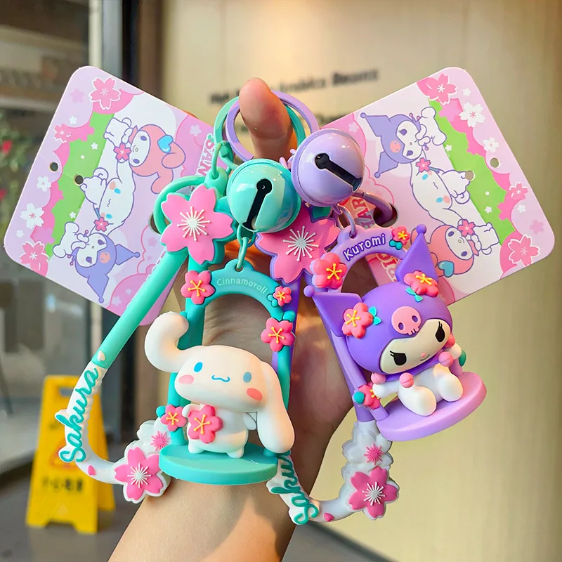 

Genuine Sanrio Cinnamoroll Mymelody Kuromi Sakura Keychain Exquisite Pendant Women's Car Bag Pendant Reward Gift