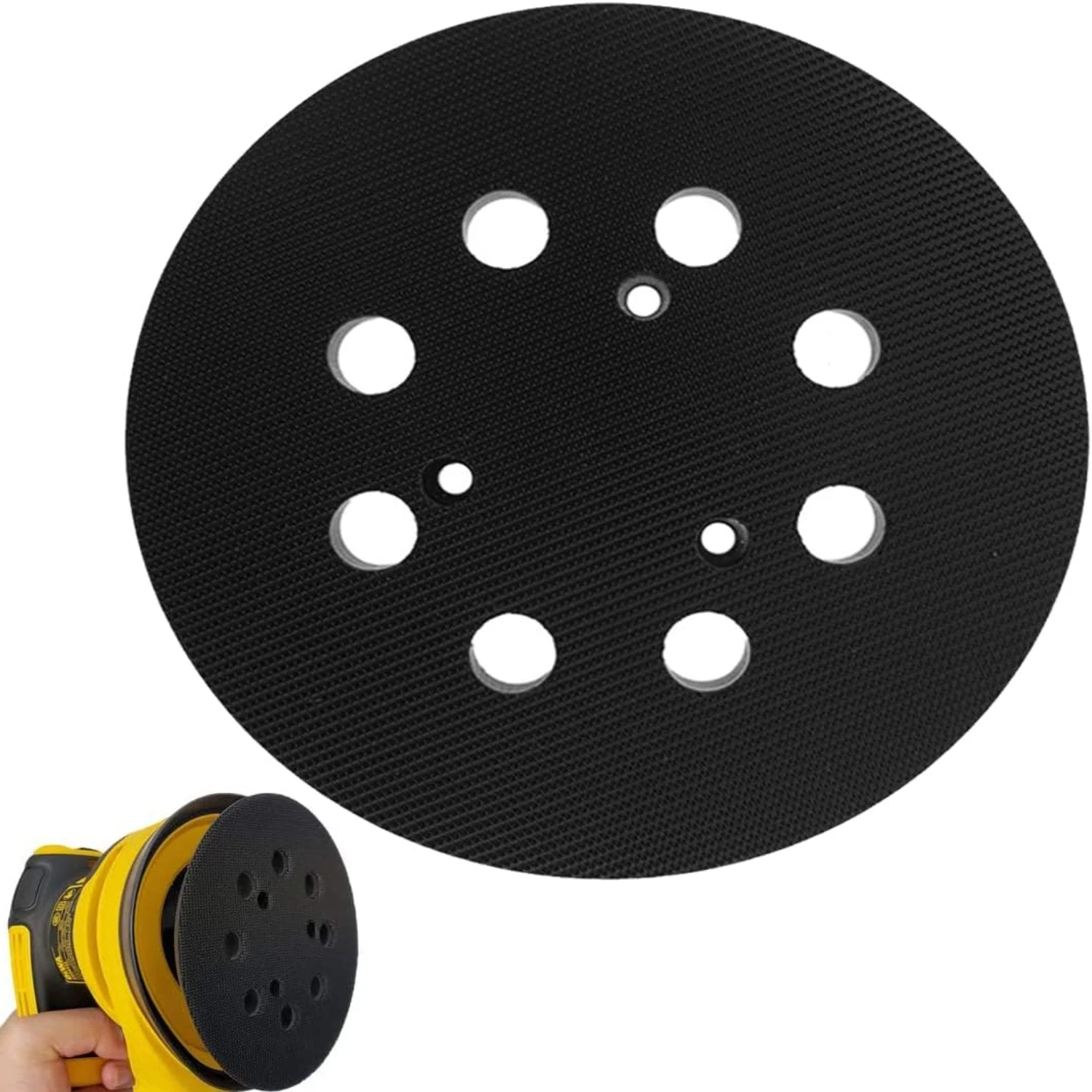 High-Quality Reliable 8-Inch Hole Hook and Loop Sander Pad Compatible with DeWalt, Makita, and Porter Cable Orbital Sanders-Id