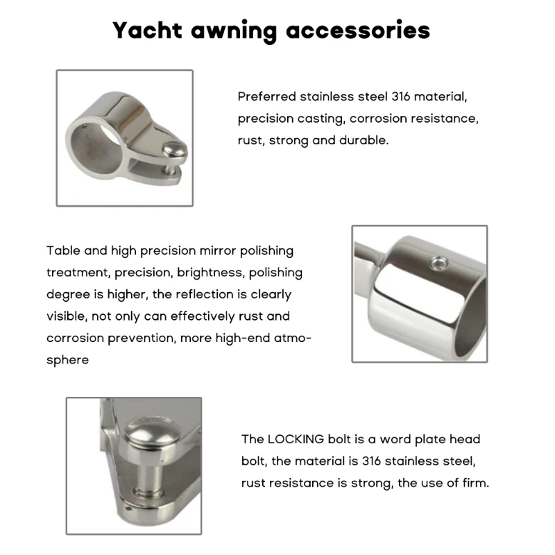22mm25mm Boat Bimini Top Fitting Deck Hinge Slide Cap Pipe Eye End Cap External Eye End Canopy-Tube Dropship