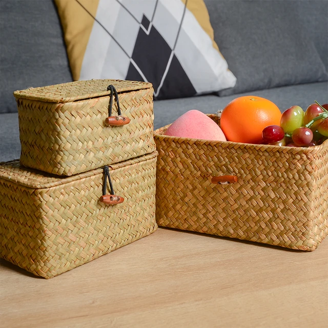 Rectangular Seagrass Storage Basket with Lid 2