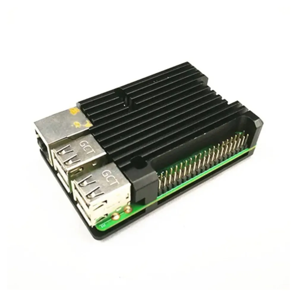 Aluminum Cooling Case with Dual Fans for Raspberry Pi - Black Enclosure
