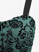 ROSEGAL Plus Size Women's Casual Dresses Vintage Sleeveless Flower Layered Ruched Mesh A Line Dress - Image 3