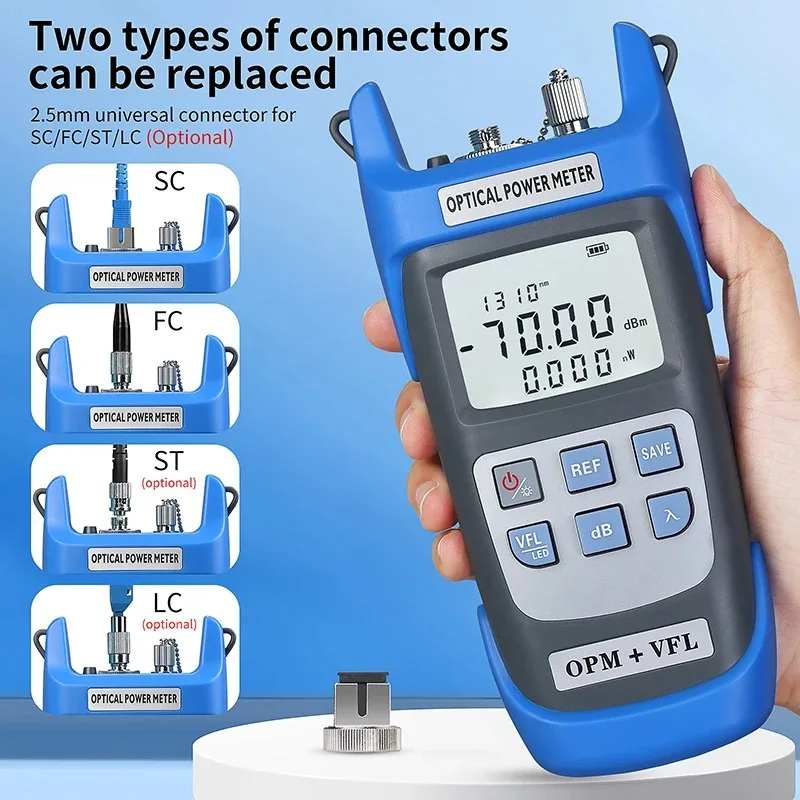 Rechargeable A-C710B/C510B Optical Power Meter Visual fault locator All in one FTTH Fiber Optic Cable Tester OPM+VFL(15/30/50mw)