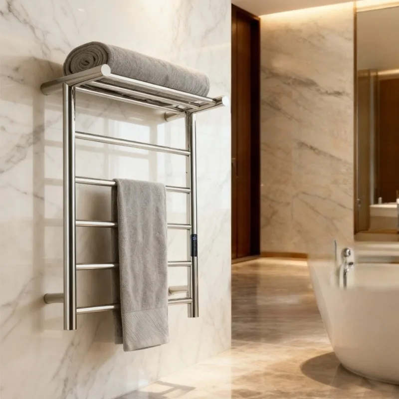 ราวแขวนผ้าไฟฟ้ากันน้ำ สแตนเลส ควบคุมอุณหภูมิคงที่ สำหรับเก็บและอบแห้งผ้าเช็ดตัว อุปกรณ์ห้องน้ำ 1