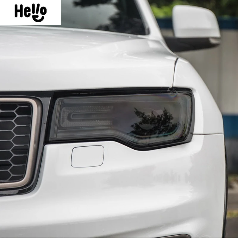 Защитная пленка для автомобильных фар Jeep Grand Cherokee WK2 2014-2020, виниловая прозрачная пленка с дымчатым черным оттенком, наклейка из ТПУ