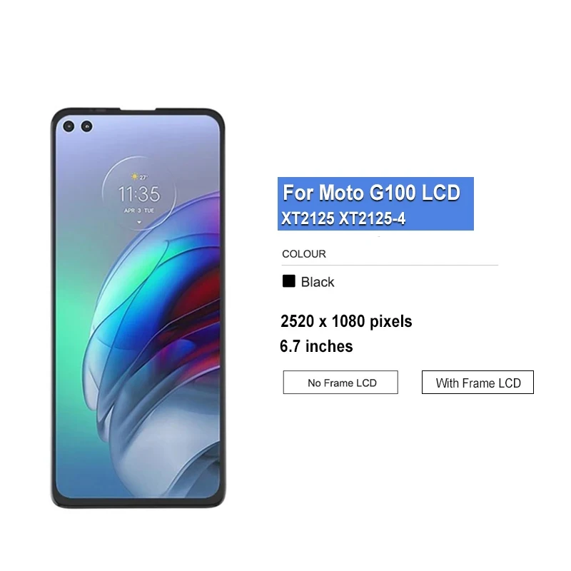 모토로라 모토 G100 LCD 터치 스크린 디지타이저 어셈블리, 6.7 인치 LCD 디스플레이, 모토 G100 LCD XT2125 XT2125-4