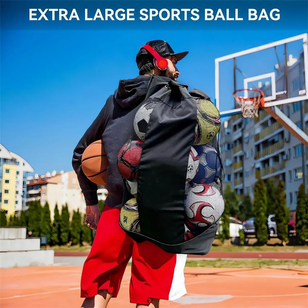 1PC Thickened Sports Ball Bag Mesh Socce Ball Bag Heavy Duty Drawstring Bags for Holding Basketball,Volleyball,Baseball,Swimming