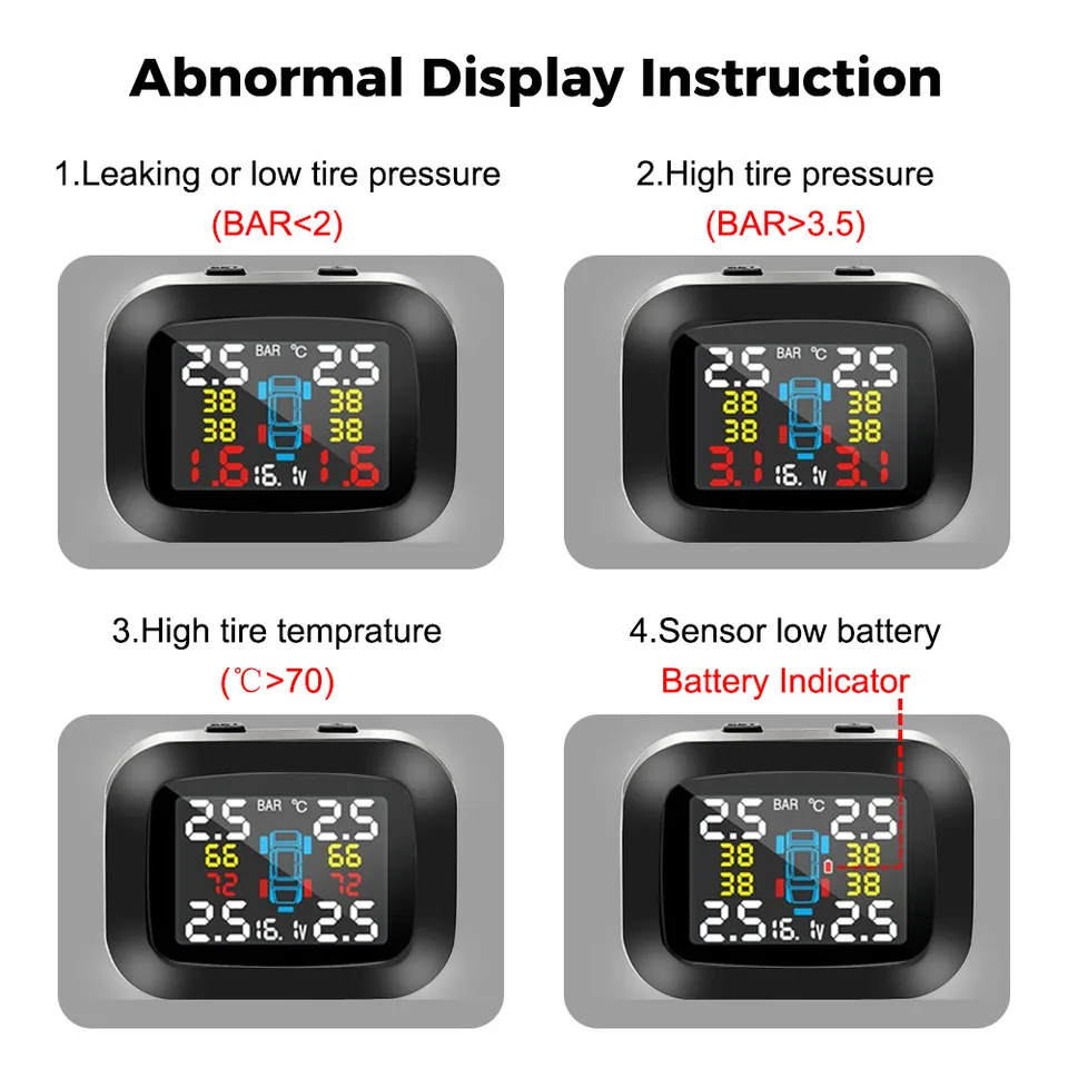 Wireless Usb Tpms Mini Car Tire Pressure Monitoring System With 4 Pcs
