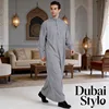 Qatar Stand Collar Mens Thobe Robe Polyester Pocket Design Arab Middle East Dubai Travel Clothing Lightweight Cultural Look