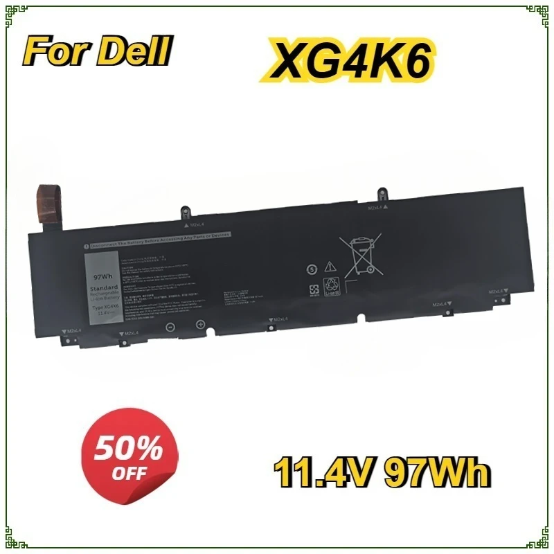 56Wh 5XJ6R 97Wh XG4K6 Laptop Battery for Dell XPS 17 9700 9710 Precision 5750 5760  Bateria 11.4V Replacement Battery