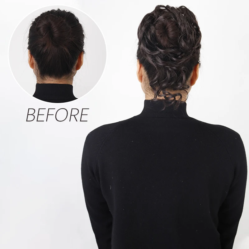 AZQUEEN كعكة الشعر الاصطناعية Chignon الطبيعي رماد...