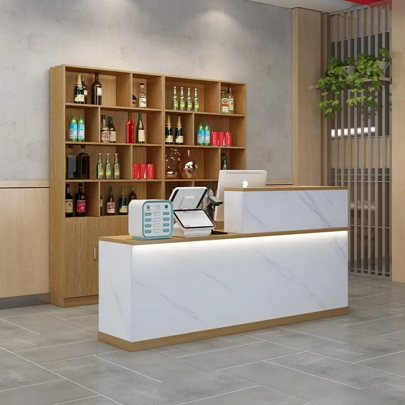 White Minimalist Reception Desks Nordic Small Luxury Modern Reception Desks Front Office Mostrador Negocio Commercial Furniture