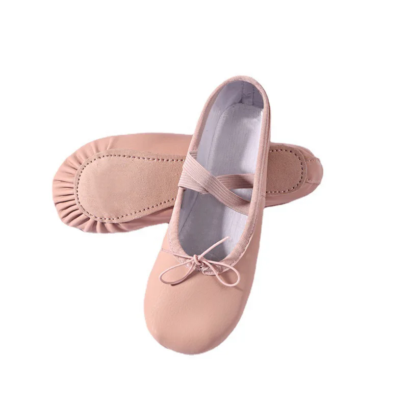 Leather Pointe Shoes Full Sole Dance Slippers Children Ballerina Practice Ballet Dance Workout Use ushine leather cloth half non slip sole stretch exercise rhythmic gymnastics pointe belly ballet dance shoes for woman