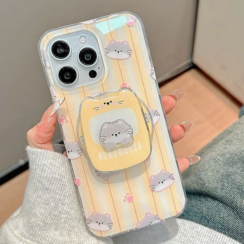 Adorable Cartoon Kitten Magnetic Phone Grip & Stand