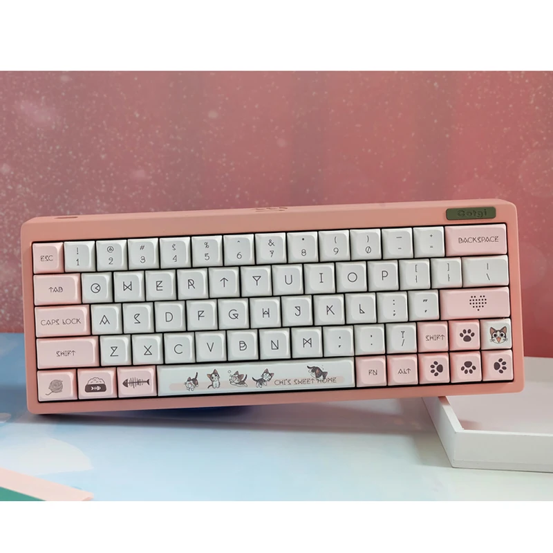 Tampa Chave Cute Meow Xda Keycaps Pbt Tintura Sub para mx Switch Teclado Mecânico Ajuste 64 68 87 96 104 108 Layout com Iso Keycap 136 - Imagem 3
