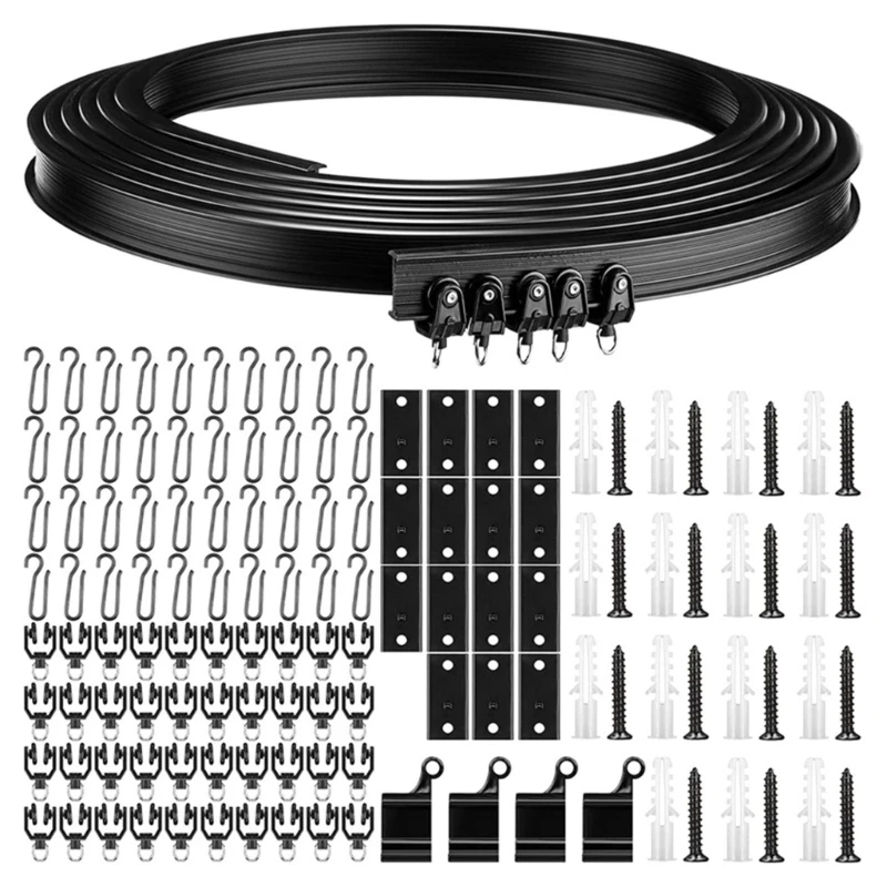 Black Flexible Ceiling Curtain Track 5m Bendable Accessory Household Gagdet for Window Balcony Toilet Install