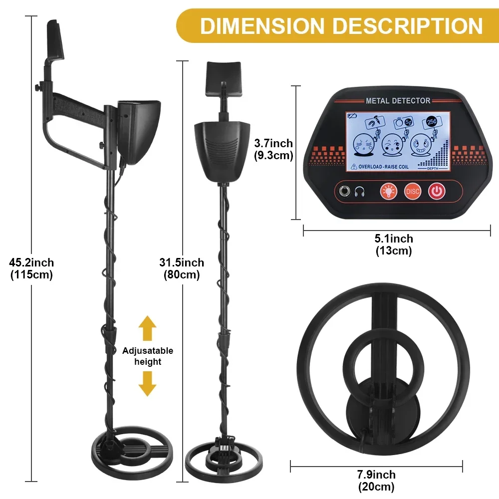 Metal Detector MD4070 Underground Metal Detector High Sensitivity Jewelry Treasure Gold Waterproof Metal Detecting Coins Finder Adult Children