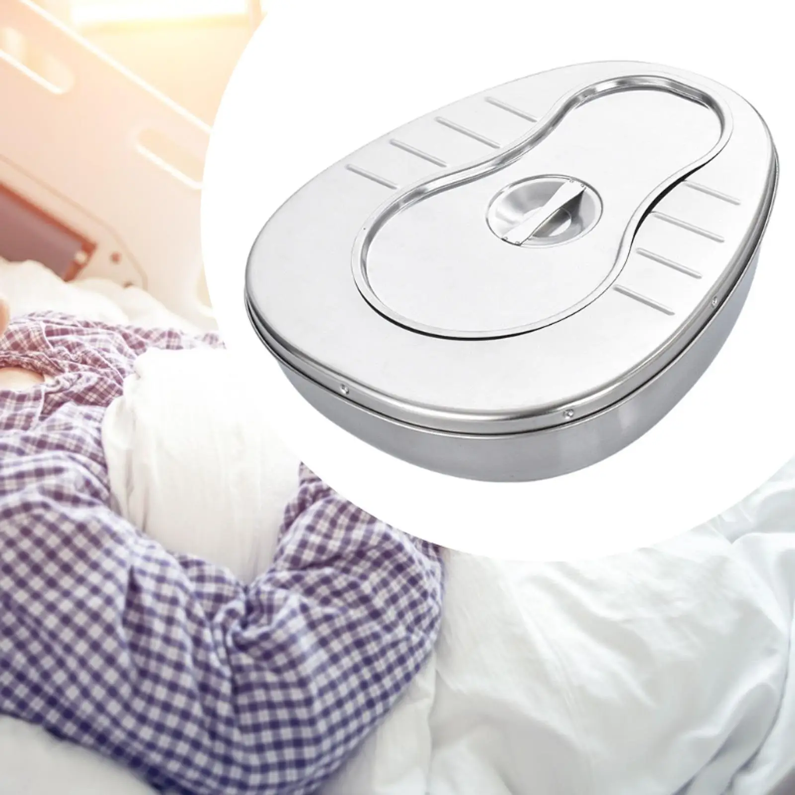 Stainless Steel Thickened Bedpan Firm Stable with Handle Potable Chamber Pot Sturdy Toilet Bowl for Bed Bound Elderly Home Use 2