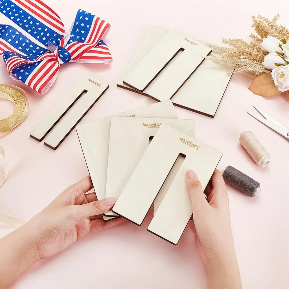 6Pcs 6 Sizes Wood Bow Maker Templates Bowknot DIY Craft Tool for Ribbon