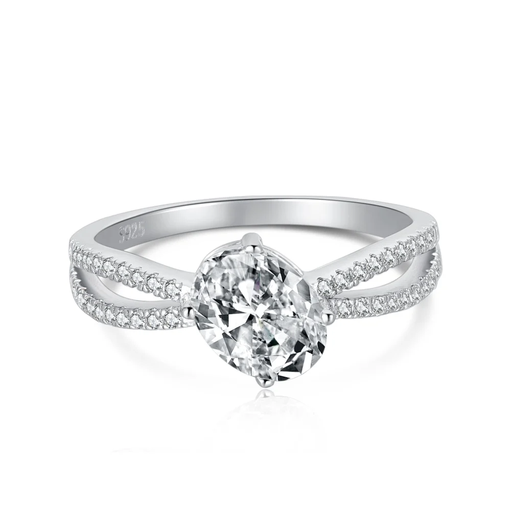 

European And American Fashion Luxury Women Ring Jewelry 925 Sterling Silver Ice Cut Zircon Women Ring