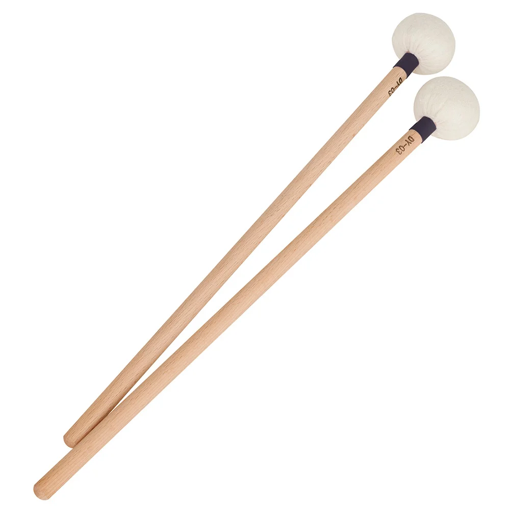 

2 Pcs Timpani Sticks Professional Drumsticks White Accessories Accessory Bass Snare Wooden Hammer Felt Mallets Handle