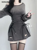 New Fairycore Grunge Goth Corset Dress Women Aesthetic Harajuku Streetwear Bandage Slim Bodycon Dress Y2k 90s Indie Clothes - Image 3