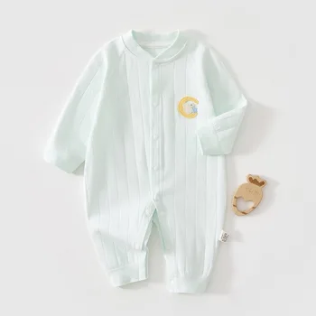 AYNIGIELL الخريف الطفل حللا 100% القطن الفتيان الفتيات طويلة الأكمام رومبير الرضع لطيف مطبوعة نيسيي منامة 0-18 متر 3