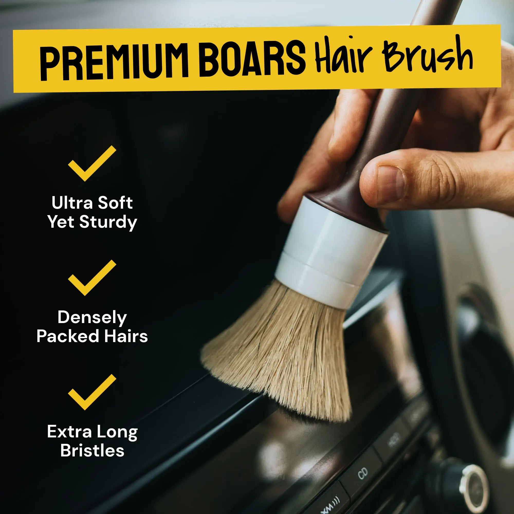 UNTIOR 3/5Pcs Detail Dudes Boars Hair Ultra Soft Car Detail Brushes Perfect for Washing Emblems Wheels Interior Auto Accessories 2