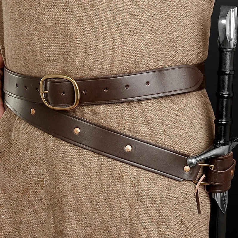 Leather Belt Sword Holder Sheath for Medieval Men Larp Cosplay