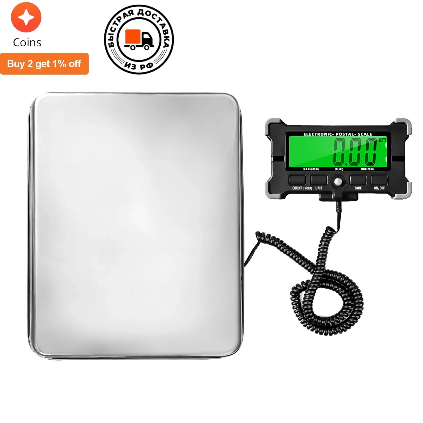 120kg 200kg Electronic Postal Scale 10g 0.05kg Stainless Steel Digital Scale PS21 with LCD Backlight Display Shipping Scales portable scale digital scale weighing tools