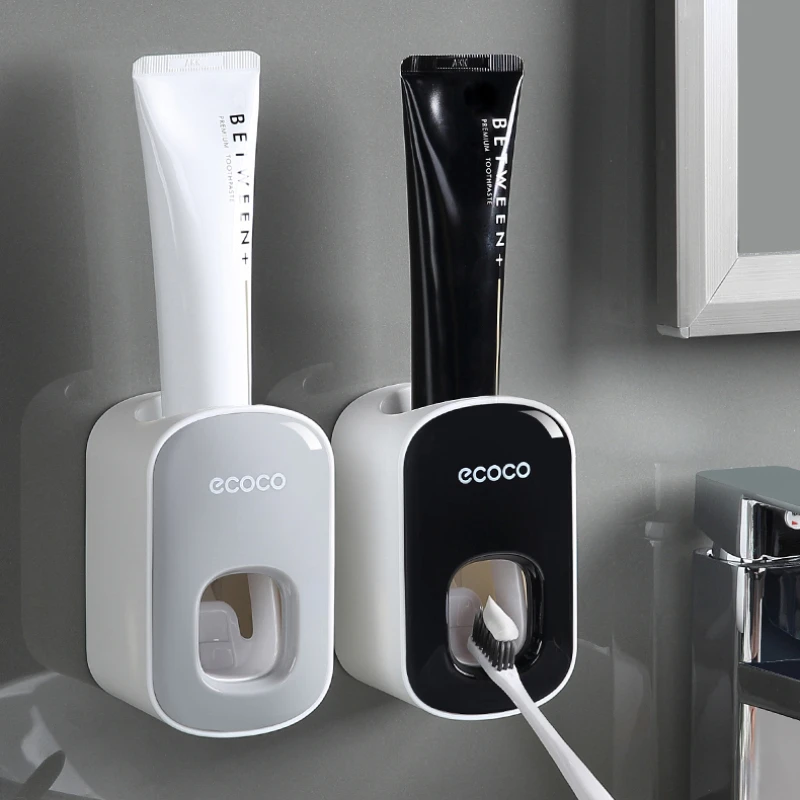 

Ecoco Automatic Toothpaste Dispenser Toothpaste Squeezers Dust-proof Toothbrush Holder Wall Mount Stand Bathroom Accessories Set