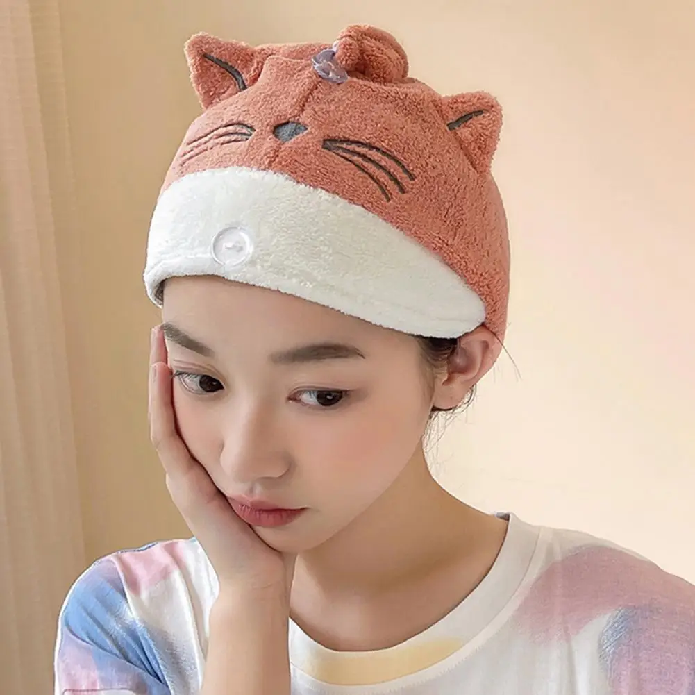 

Инструмент для сушки волос, супер впитывающее полотенце для волос, обертка для вьющихся длинных густых волос, мультяшный Кот, узор кораллового флиса, сушка для дома