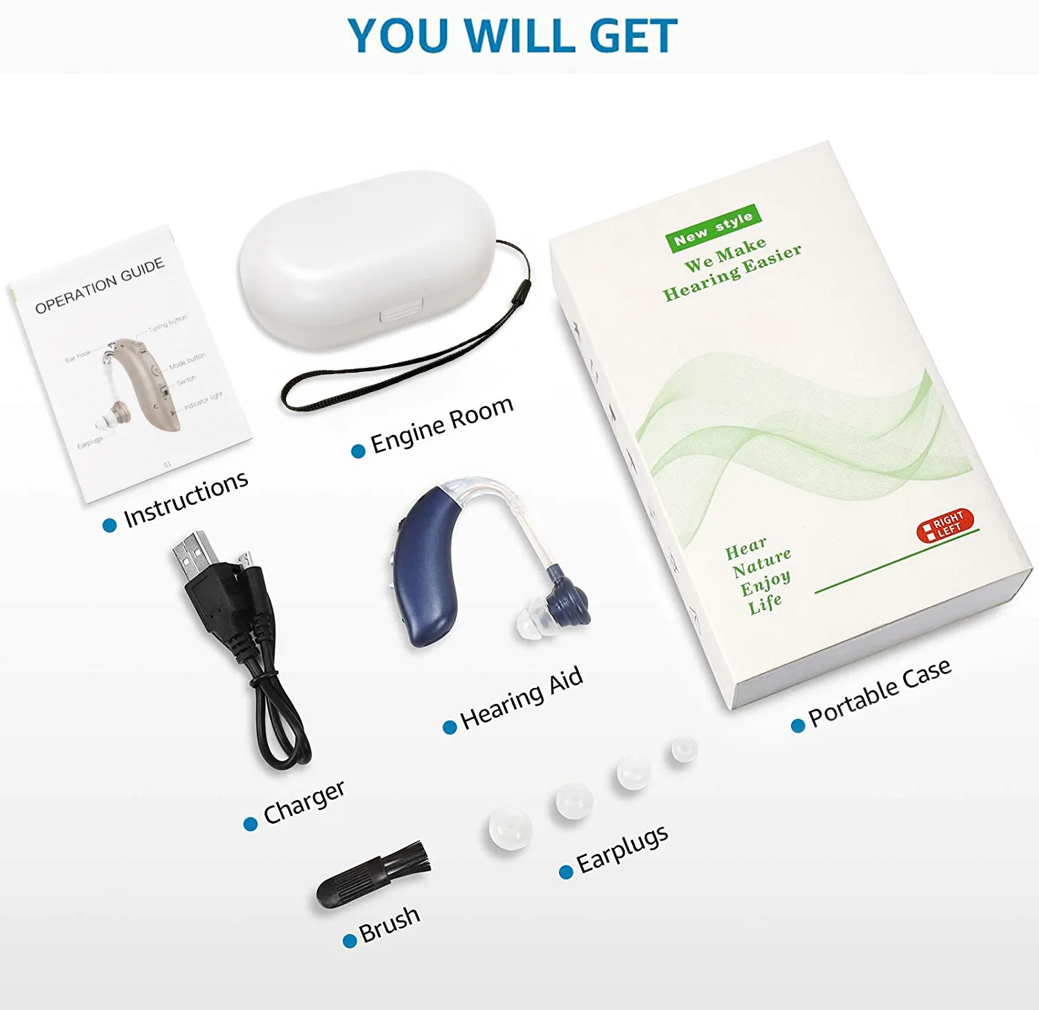 Cross-border intelligent noise reduction hearing aid for the elderly earback charging collector sound amplifier accessories