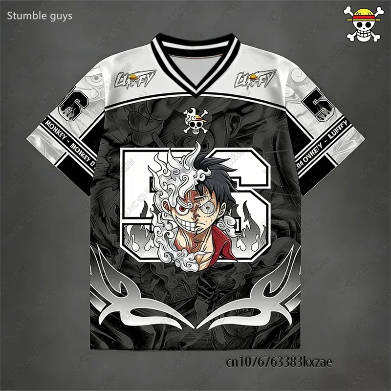 Sommer Herrenmode Einteiliges T-Shirt Monkey D Luffy Klassisches Muster Kurzarm-Trikot Streetwear Oberteile Kinder Jungen Kleidung