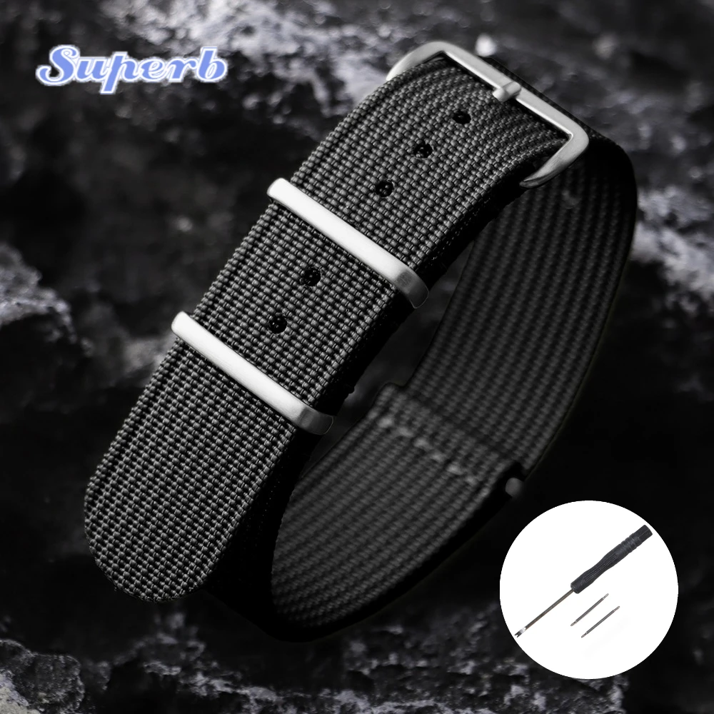 Ribbed Nylon Watch Strap - Versatile Military-Inspired Bracelet Accessory