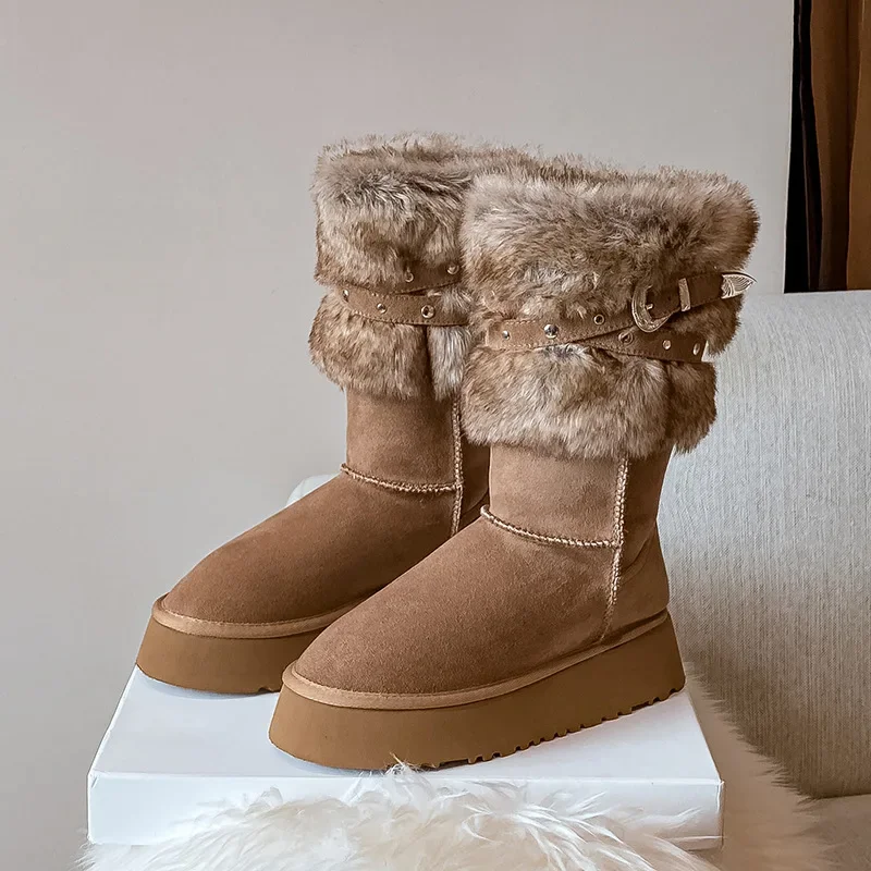 

Women's Fashion Snow Boots Women's Winter Plush Thickened New Thick Sole Cotton Shoes Platform Versatile Thick Sole Cotton Boots