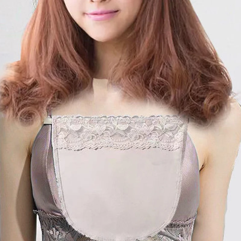 Women's Lace Silk Cleavage Cover Up Camisole Breathable Invisible Clip-on Adjustable Underwear Tube Top Anti-glare Clothes Ties