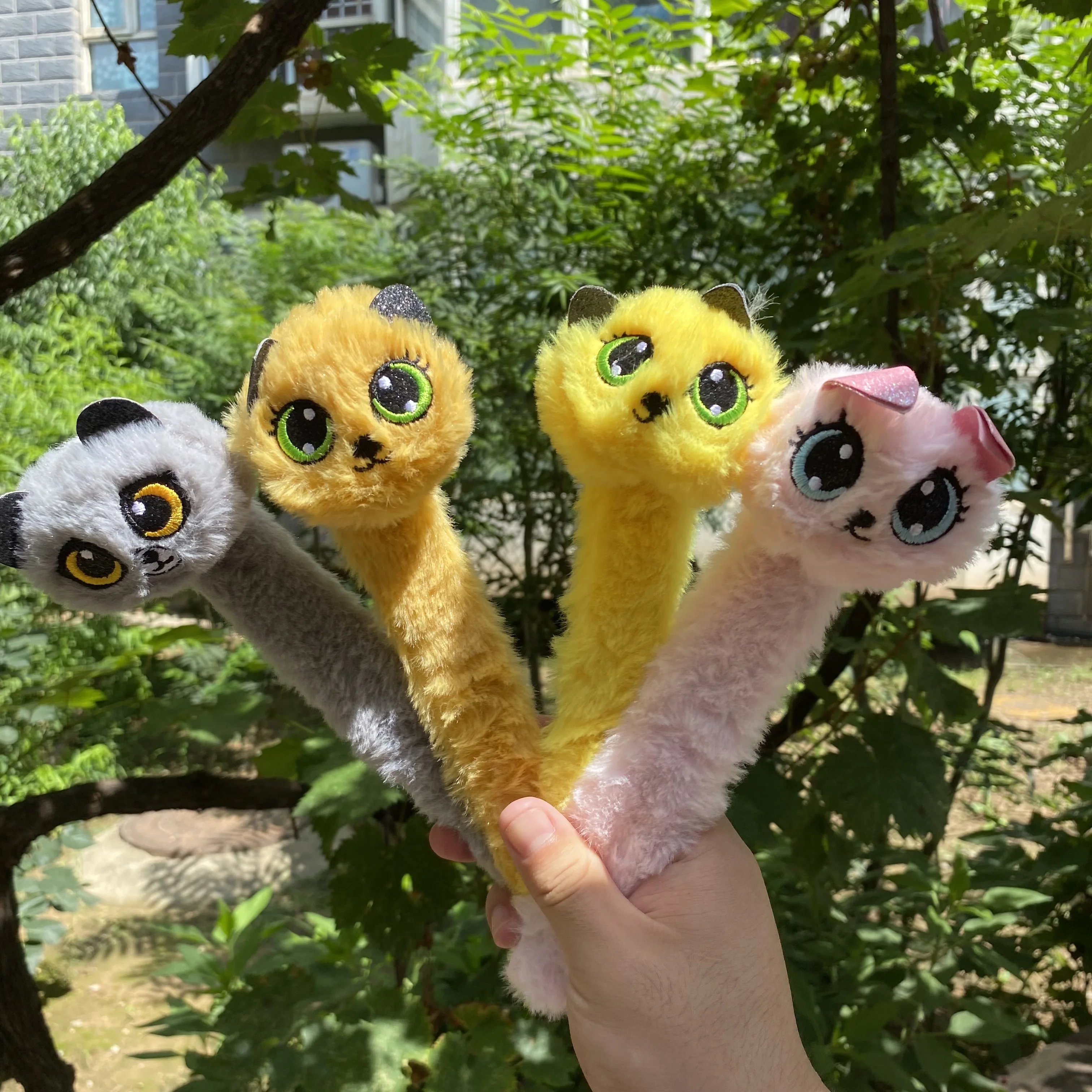 

23cm Animal fox rabbit cat Slap Ring Wrist Plush Bracelet Hair Ring Autumn Winter Children Girls Faux Fur Ring Accessories
