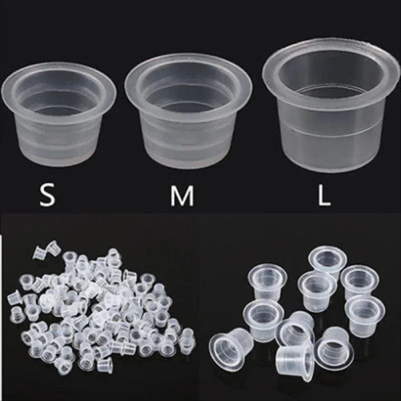1000Pcs S/M/L Plastic Disposable Microblading Tattoo Ink Cups Permanent Makeup Pigment Holder Container Cap Tattoo Accessories