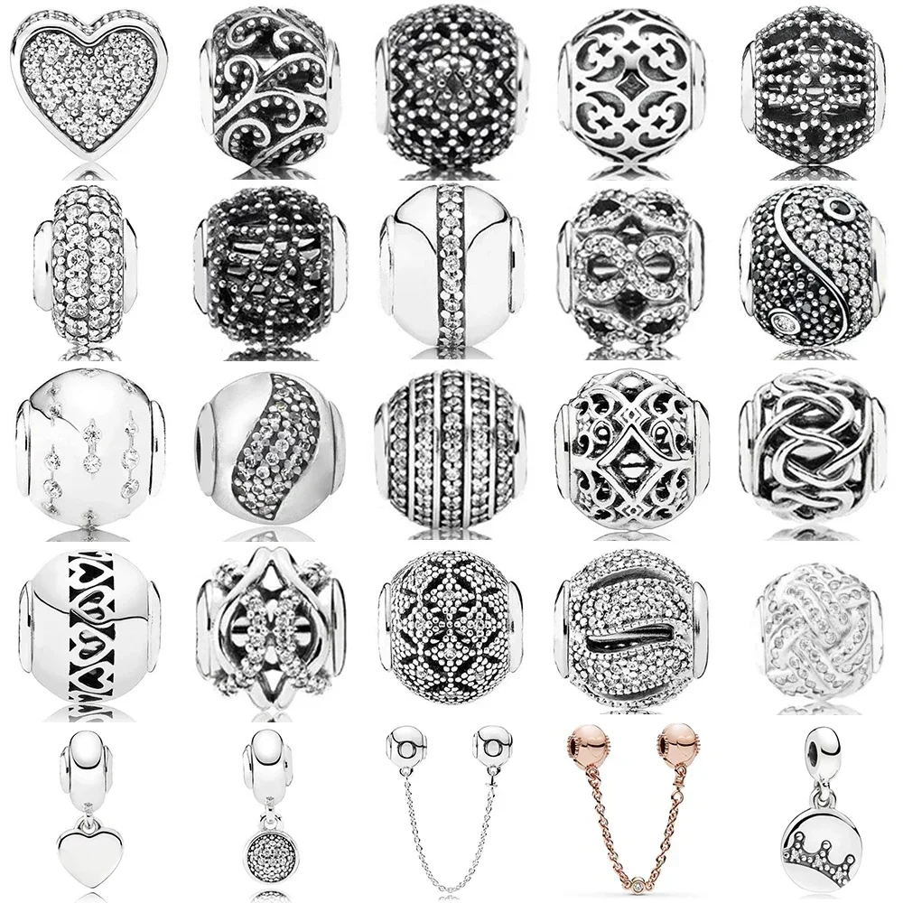 

New Fashion 100% 925 Sterling Silver Charm Bead Hollowed Out Pattern Collocation DIY Bracelet & Bangle Gift Factory Wholesale