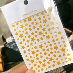 Glitter Silver Star Nail Art Stickers - Self - Adhesive 3D Decorative Accents (Gold)