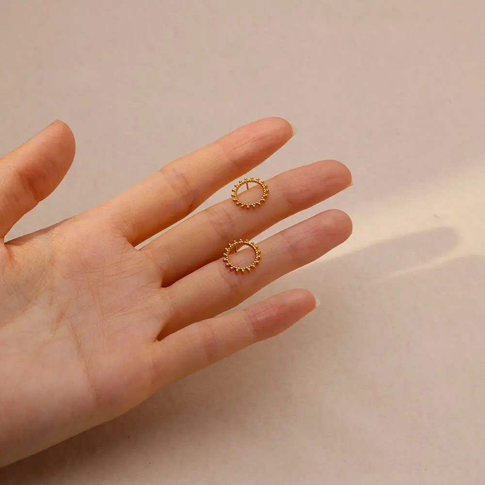 Hollow Sun Stainless Steel Stud Earrings for Women Wedding Aesthetic
